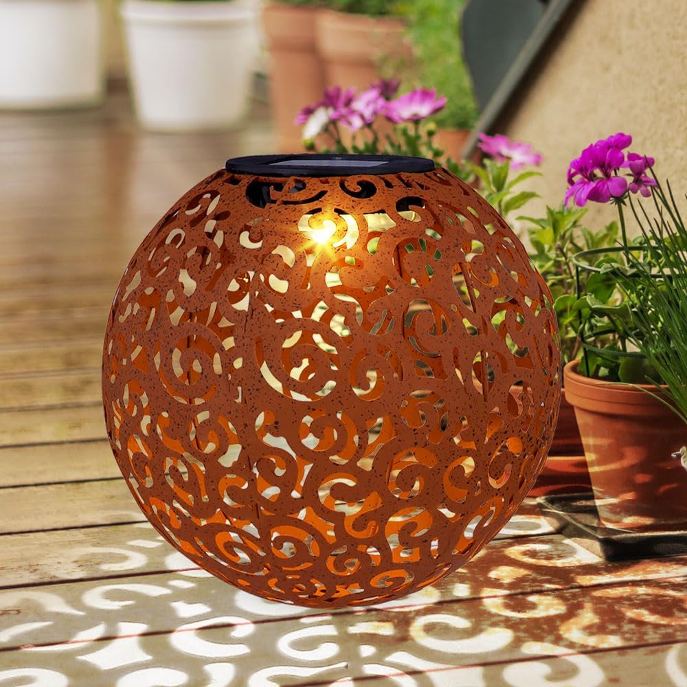 Bild von Globo Außenlampe Solarleuchte Solarlampe Gartenleuchte Steckleuchte Wegelampe, IP44 Akku Erdspieß, orientalisch Kugel, 1x LED warmweß, DxH 28,5x40cm