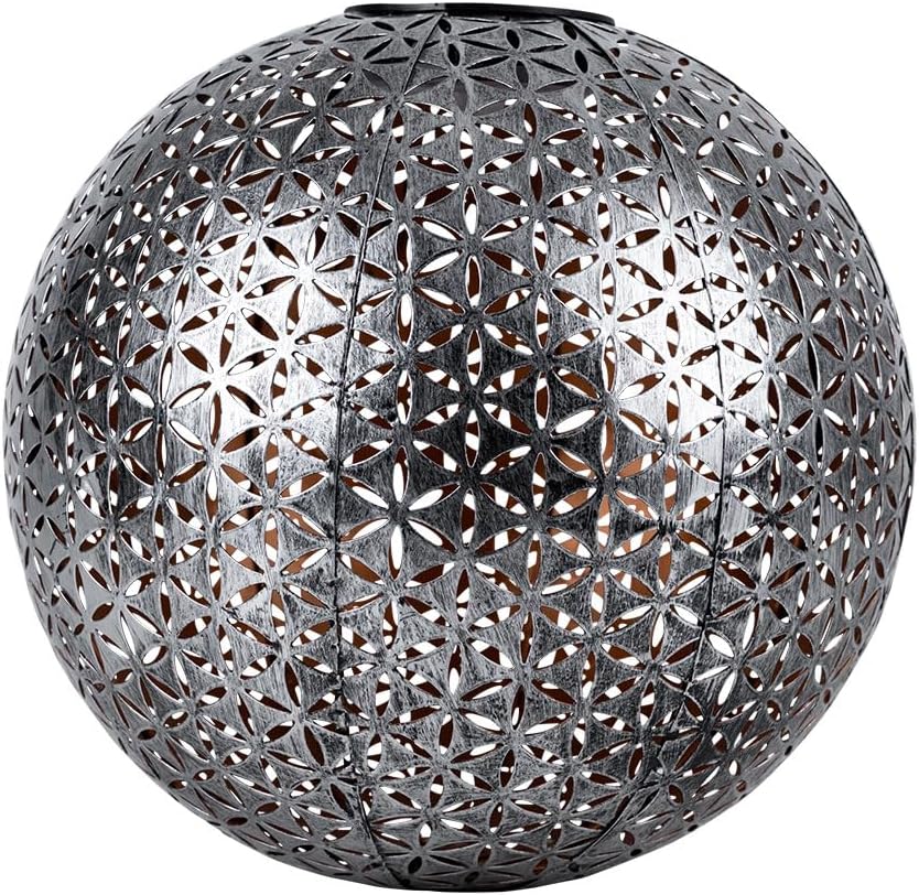 Bild von Globo Solarlampe Steckleuchte Kugel Terrassen Erdspieß orientalisch Metall silber grau 1x led warmweiß DxH 27x38 cm (etc106589_double)