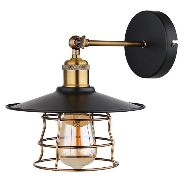 Bild von GLOBO LIGHTING Wandleuchte, Leuchtmittel nicht inklusive, Wandleuchte Industrial Flurleuchte Treppenhauslampe messing