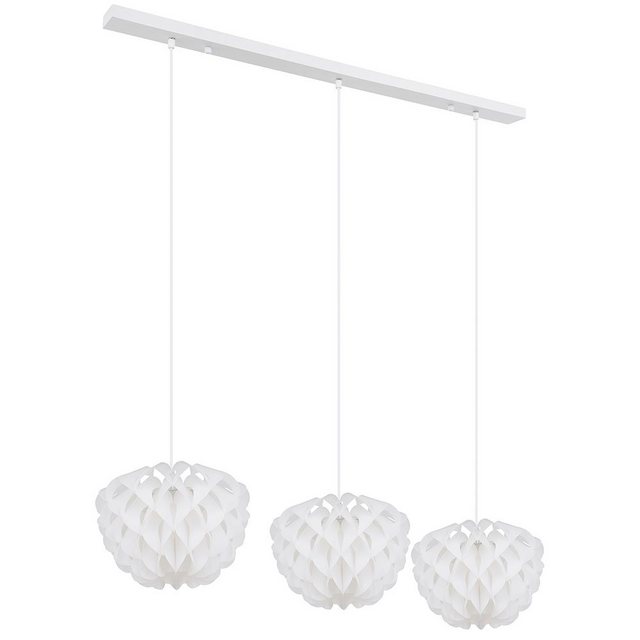 Bild von Globo Hängeleuchte weiß Küchenlampe hängend Hängelampe Schlafzimmer, 3 flammig, Dekorbögen, modern, Metall, 3x E14 Fassungen, HxLxB 120x101x26 cm