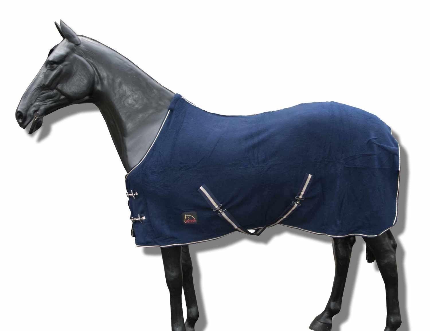 Bild von AMKA Fleecedecke Abschwitzdecke Transportdecke für Pferde mit Kreuzgurten d.blau