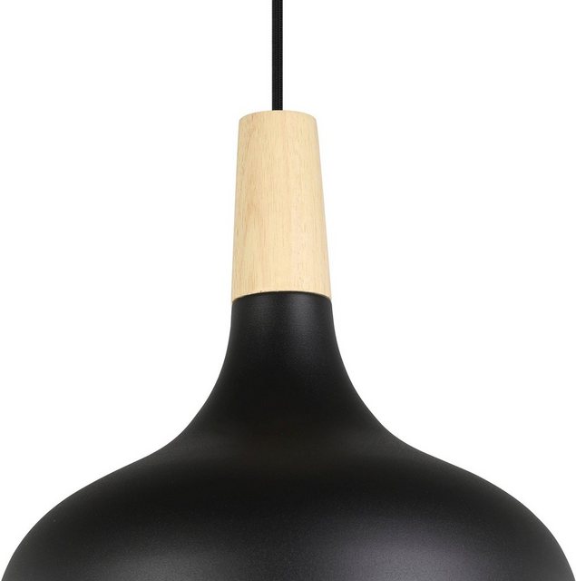 Bild von EGLO Hängeleuchte SABINAR, Leuchtmittel wechselbar, ohne Leuchtmittel, Hängeleuchte in schwarz und braun aus Stahl, Holz - exkl. E27 - 40W