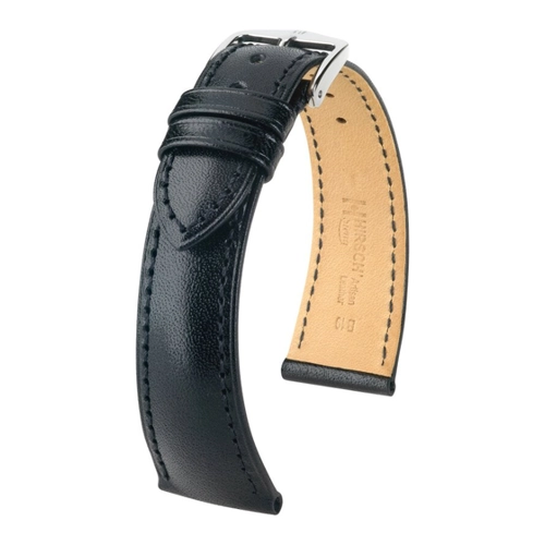 Bild von Siena, schwarz, L, 18 mm, HIRSCH Unisex Uhrenarmband Kalbsleder Modell Siena 18 mm Schwarz
