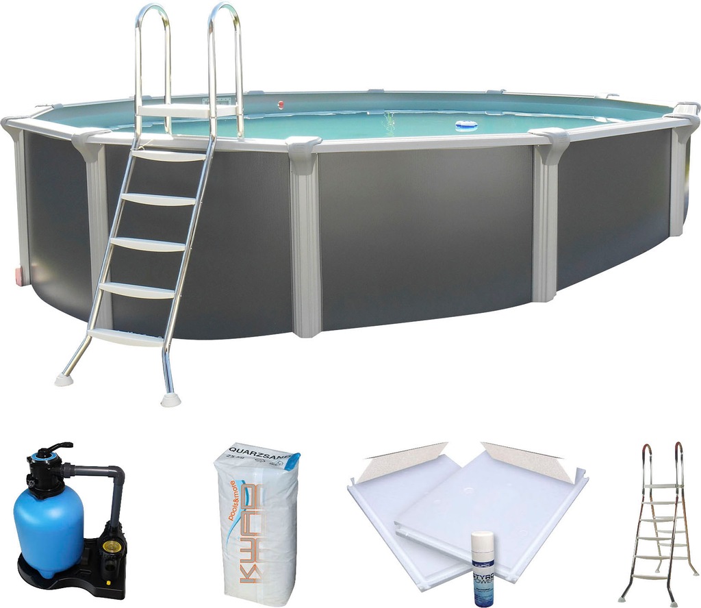 Bild von KWAD Rundpool »Supreme all in Premium Folie«, (Set, 7 tlg.), 7-tlg., ØxH: 550x132cm, blau, inkl. Bodenisolationsset