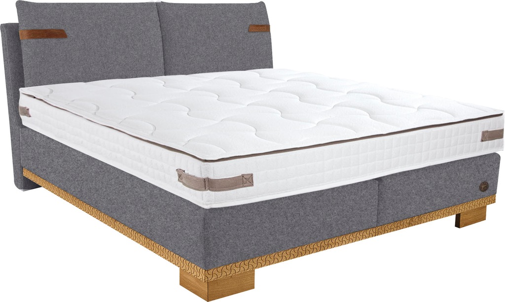 Bild von Birkenstock Boxspringbett "Montreal", Kopfteil in Kissenoptik, Lederlaschen, unterschiedliche Ausführungen