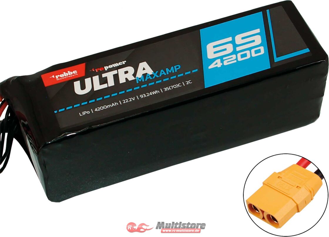 Bild von Robbe Modellsport RO-POWER ULTRA MAXAMP 4200MAH 22,2 VOLT 6S 35(70)C LIPO AKKU / 7371