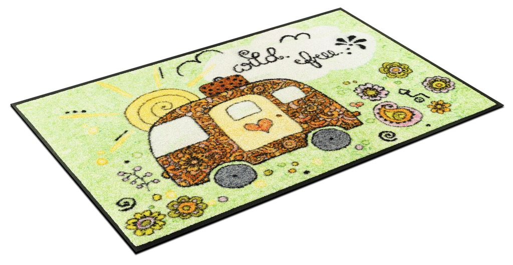 Bild von Wash+Dry Schmutzfangmatte Camper 50 x 75 cm schwarz/ gelb/ orange/ grün