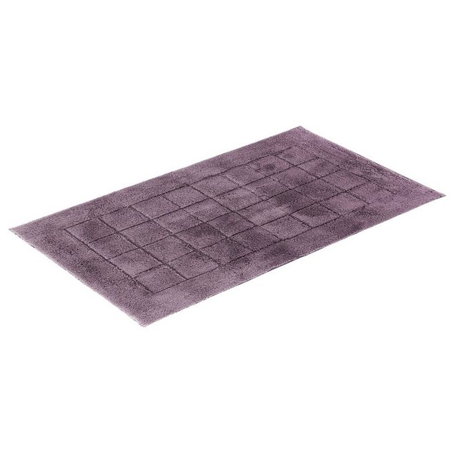 Bild von Vossen Badematte "Exclusive", rutschhemmend beschichtet, fußbodenheizungsgeeignet, Badteppich, Uni-Farben, Karo Muster, Hoch-Tief Effekt, reine Baumwolle