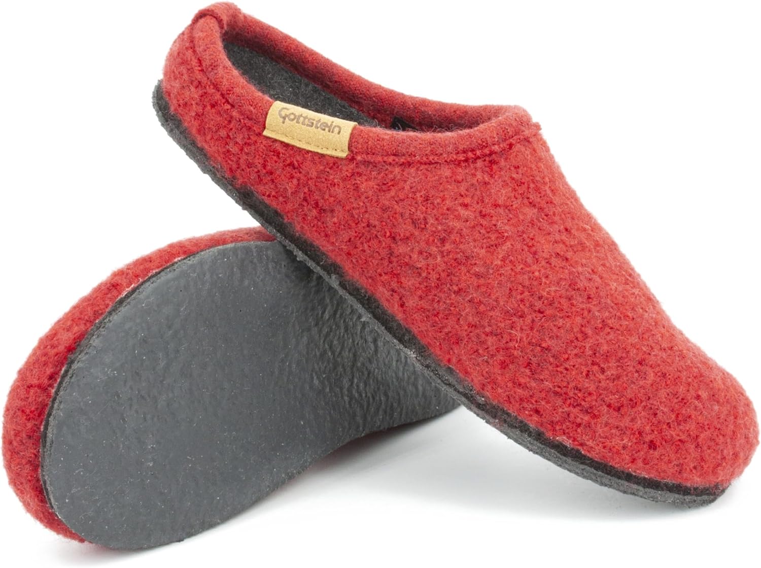 Bild von Gottstein Filzpantoffeln Alp-Comfort aus Mulesing-freier Schaf-Schurwolle mit Komfort-Einlegesohle – Handgefertigte Hausschuhe aus Wollfilz für Damen & Herren Größe EU 36-47 Rot, 41