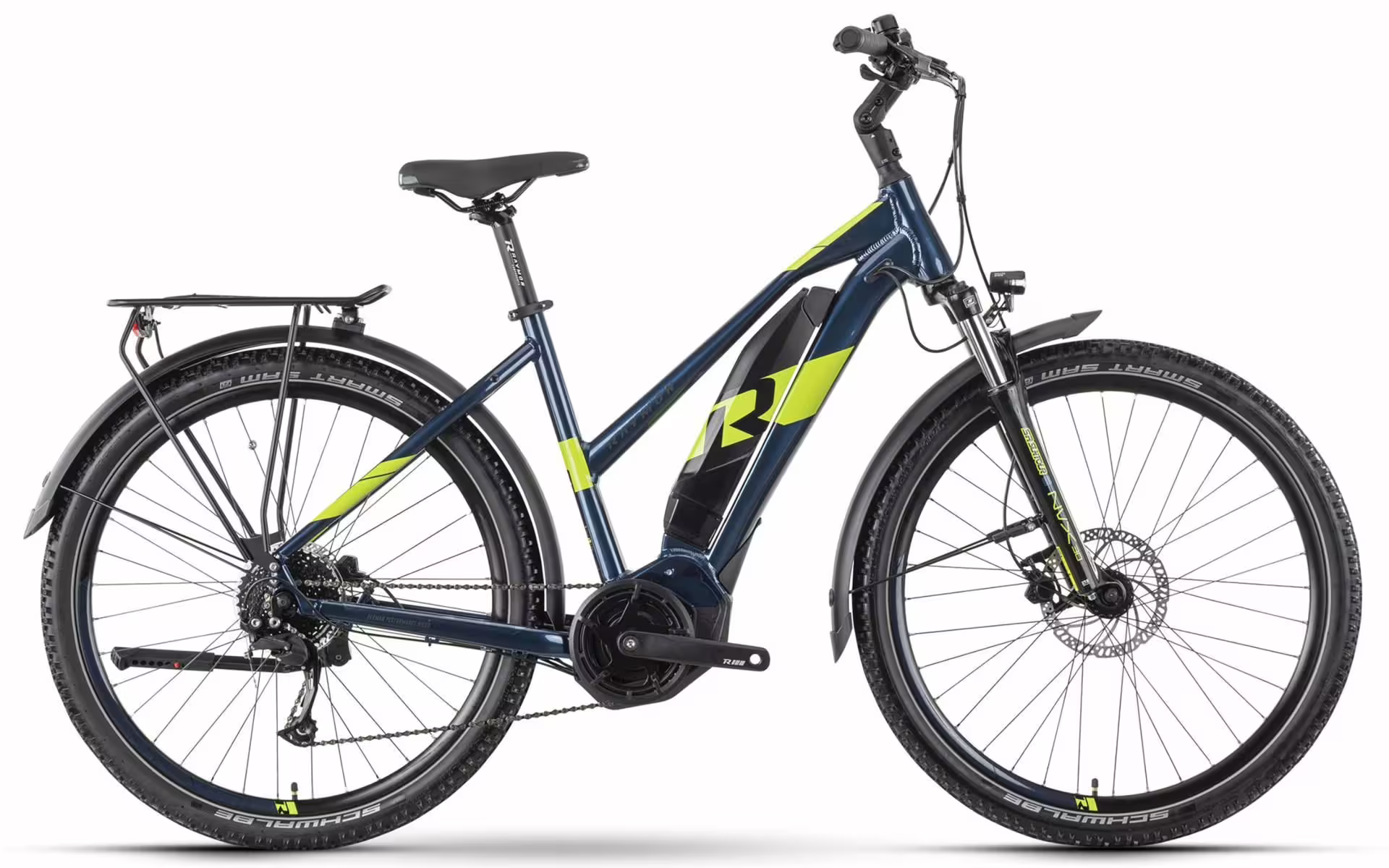 Bild von R Raymon CrossRay E 3.0 Trapez dark blue / limegreen gloss 44 cm (27,5") - XS 2024