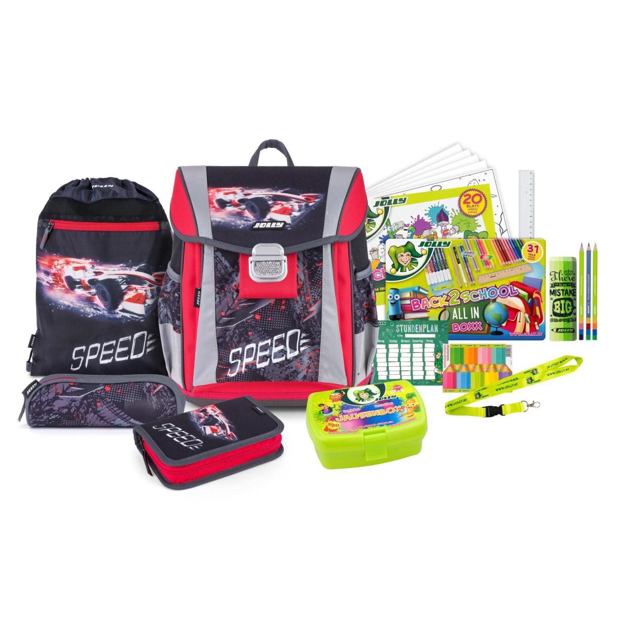 Bild von JOLLY Schulranzen-Set Classic Formula 31,0 x 17,0 x 37,0 cm schwarz/rot 22,0 l