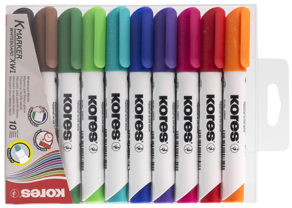 Bild von Kores M20801 Marker 10 Stück(e) Meißel Schwarz - Blau - Braun - Grün - Hellgrün - Orange - Pink - Rot - Türkis - Violett (M20801)