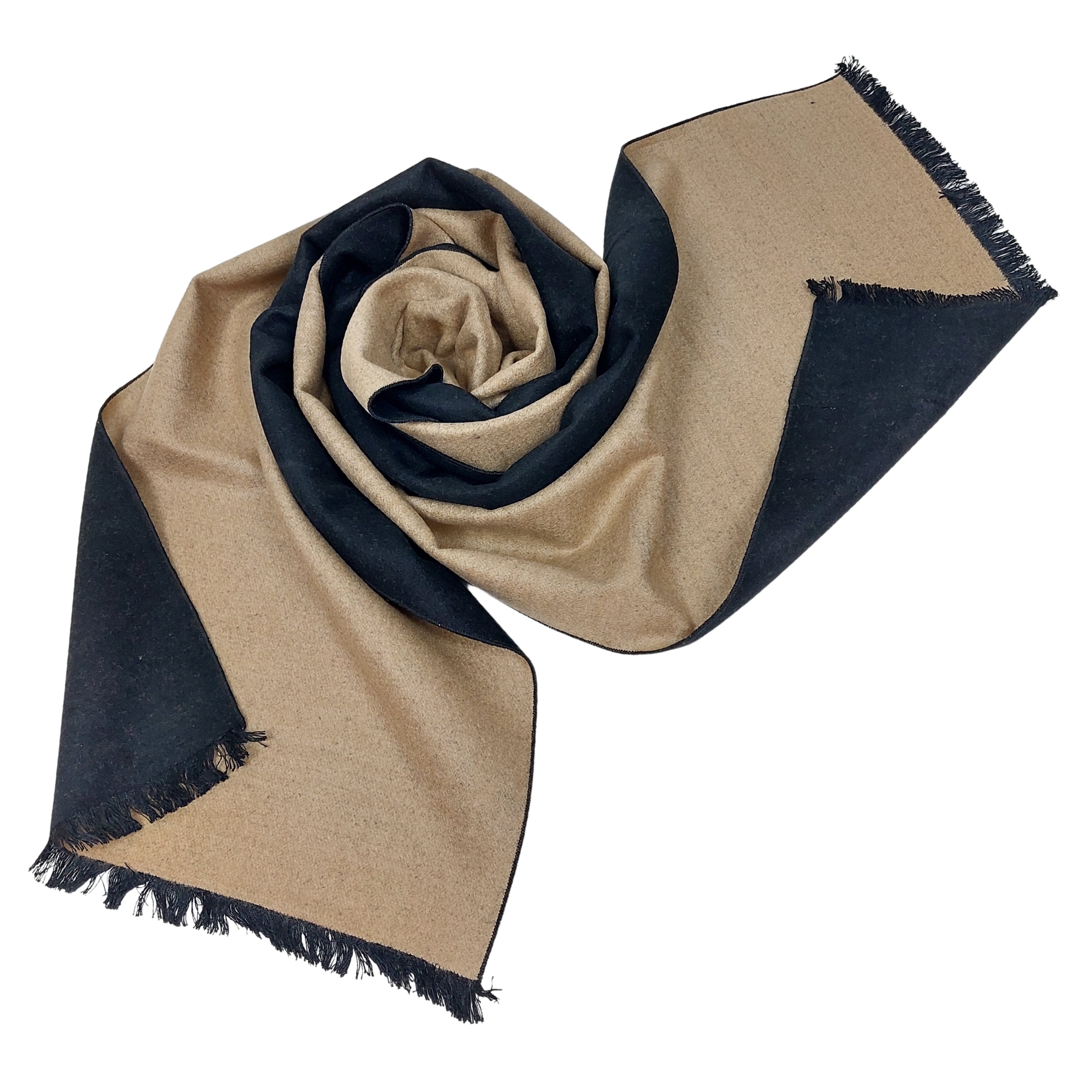 Bild von Winterschal Seidenflanell Schal schwarz beige
