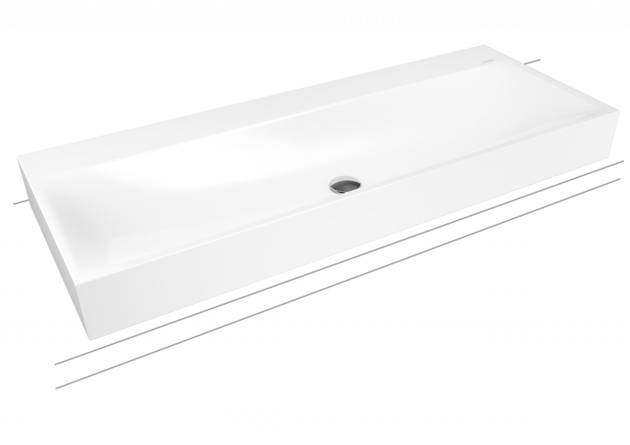 Bild von Silenio Aufsatzwaschtisch mit Perl-Effektmit oder ohne Überlaufgarniturbeidseitig emailliertalpinweißinkl. Montageset1200x460x120 mm