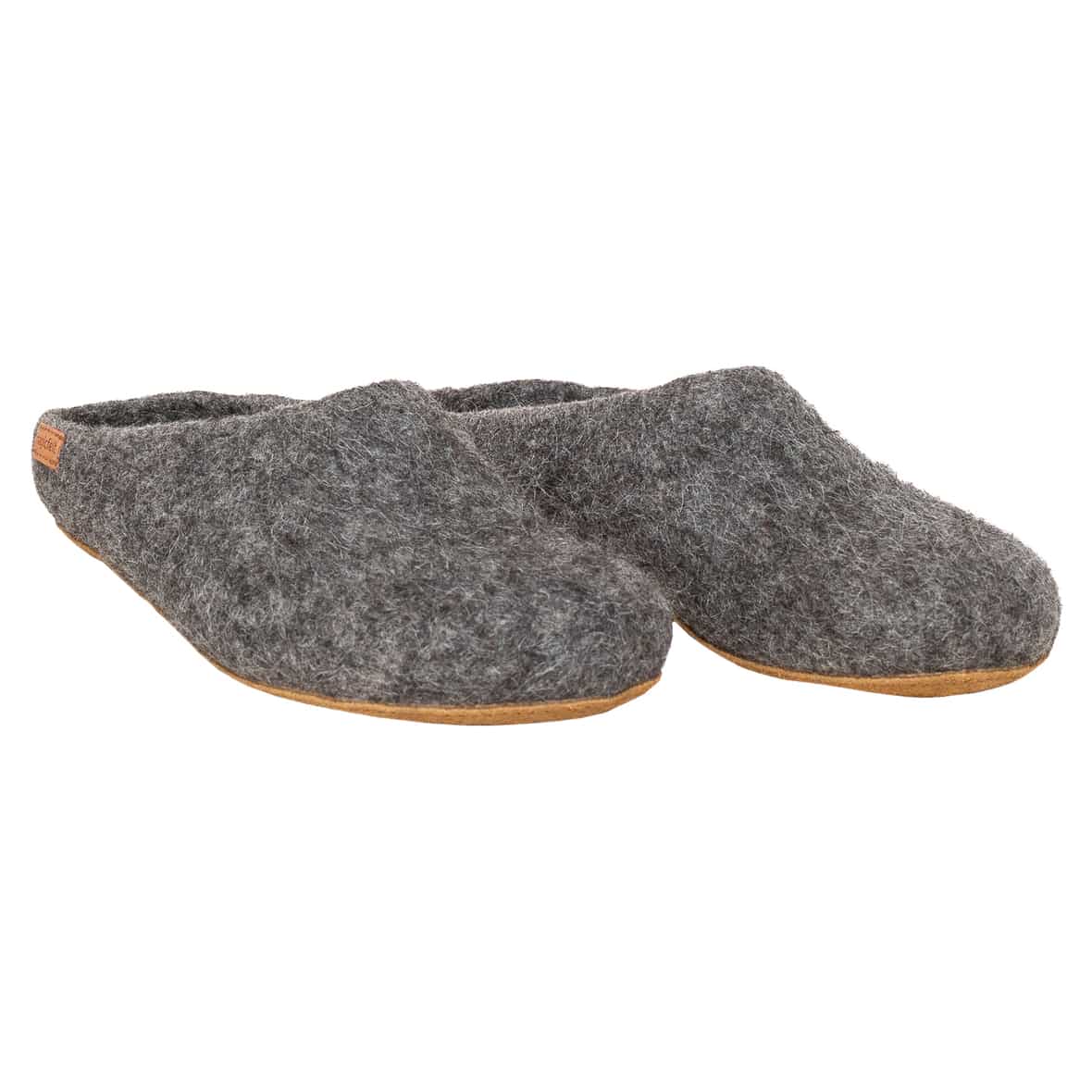 Bild von Magicfelt Filz-Hausschuh AR 713 - Damen & Herren Pantoffeln | Aus Wollen seltener Schafrassen - anatomisch geformtes Fußbett - rutschfeste Ledersohle Steinschaf Grau | 42