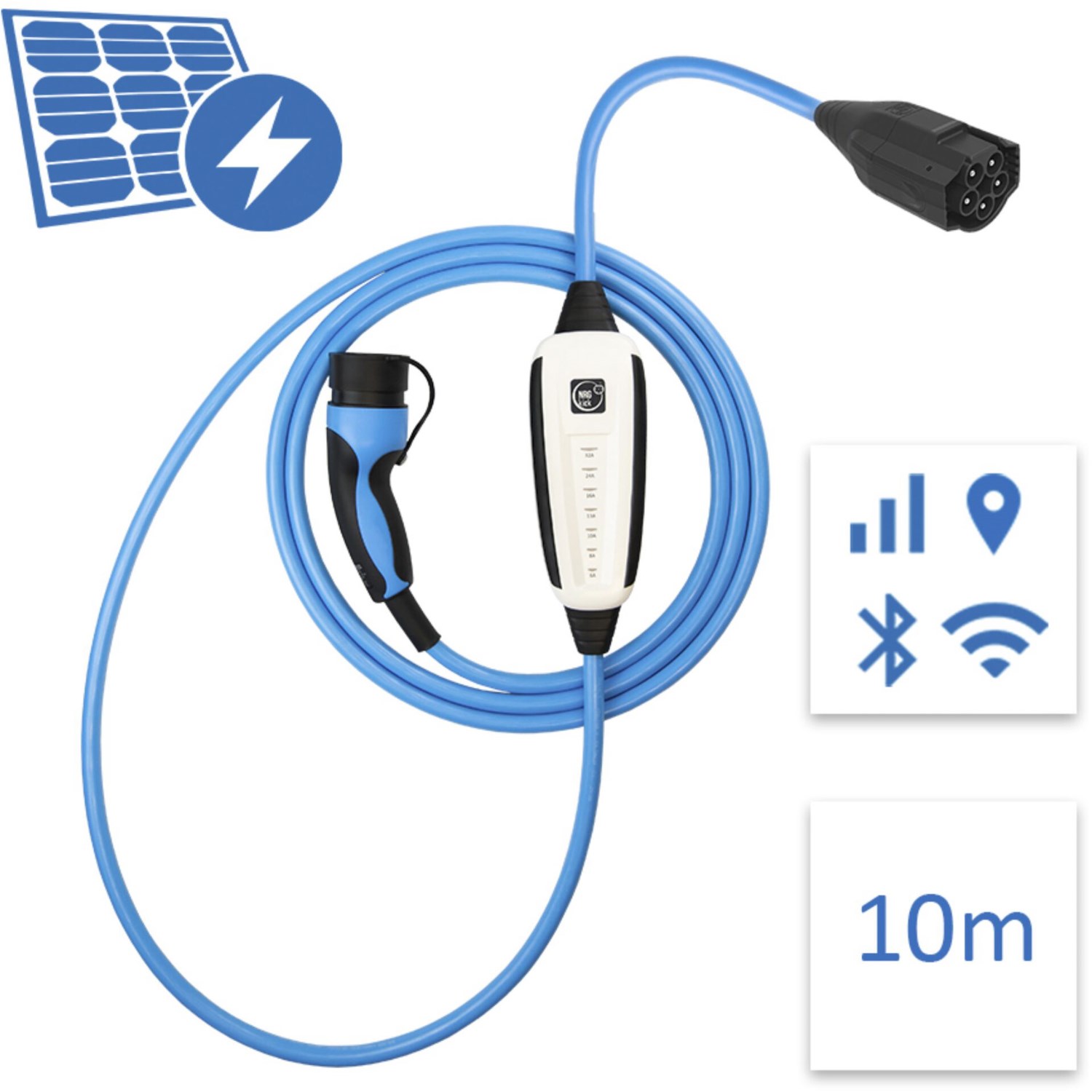 Bild von NRGkick, Elektroauto Ladestation, 32A Pure für PV-Nutzer GSM/GPS/SIM Standard 10m WLAN (Typ 2, 22 kW, 32 A, CEE 32)