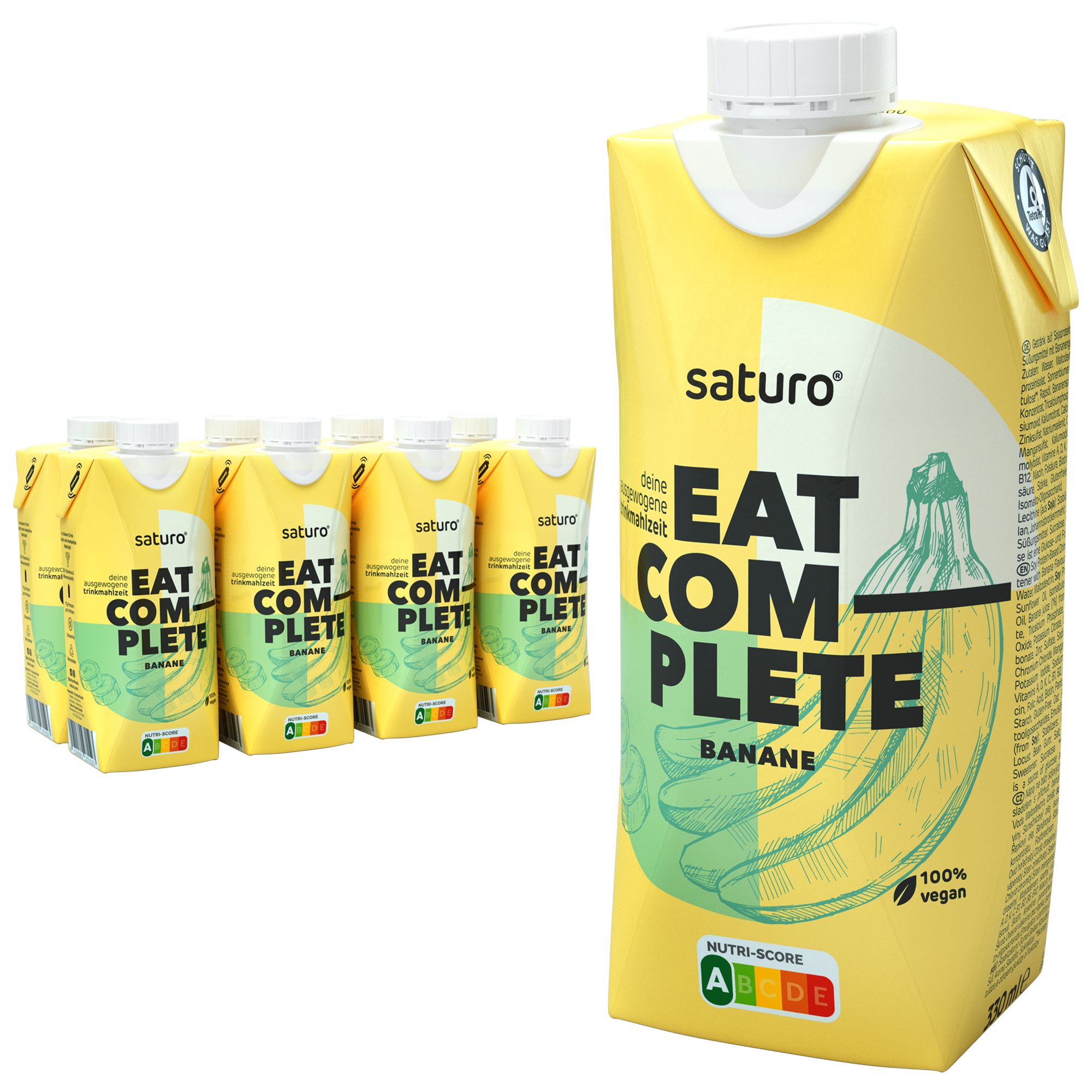 Bild von Saturo Trinknahrung Vegan Banane | Astronautennahrung Mit Protein | Trinkmahlzeit Mit Nährstoffen