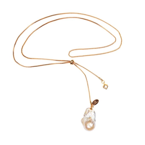 Bild von Célia von Barchewitz Y-Kette "BLICKFANG" lange Halskette mit XL Barockperle und Zirkonia Anhänger