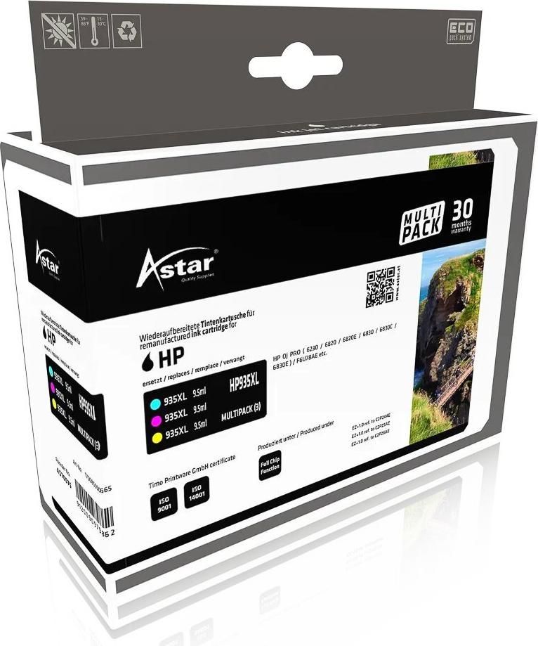 Bild von Astar AS70075 HP OJ PRO 6230 TINTE (3) F6U78AE / HP935XL 3x825Seiten hohe Kap., Druckerpatrone