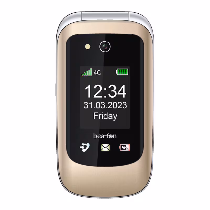 Bild von Beafon, SL720i, Silver Line, Klapphandy, 4G, Tastentelefon, Seniorenhandy mit Notruftaste und Sicherheitszone, XXL 2,8" Zoll (7,11cm) Farbdisplay, Hörgerätekompatibel (T4/M4), Champagner