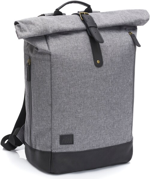 Bild von Fillikid Wickelrucksack »Rolltop Berlin, grau/schwarz«, inkl. Wickeltunterlage