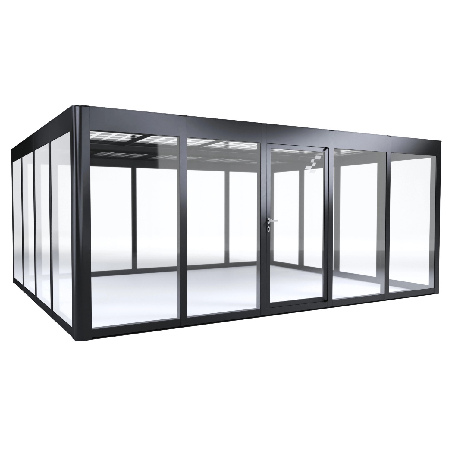 Bild von SunElements Design Gewächshaus SunGarden Energy mit Photovoltaikdach 5.4 anthrazit-metallic, Wände: 6mm Acrylglas klar, Dach: Doppelglasmodule 40 % Transparenz