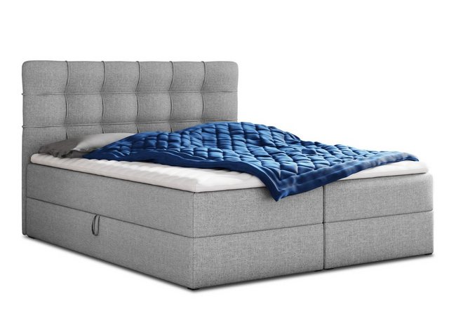 Bild von Boxspringbett Best mit 2 Bettkästen, Doppelbett mit Bonell-Matratze und Topper, Polsterbett, Bett, Bettgestell, Stilvoll, Schlafzimmer (Grau (Inari 91), 160 x 200 cm)