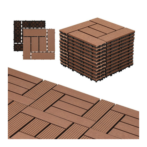 Bild von Clanmacy Holzfliesen Terrassenplatte Balkonfliesen mit Drainage und Klicksystem
