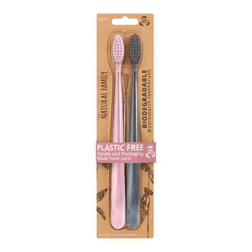 Bild von Natural Family CO. Twin Pack Bio Toothbrush - Rose & Monsoon Mist