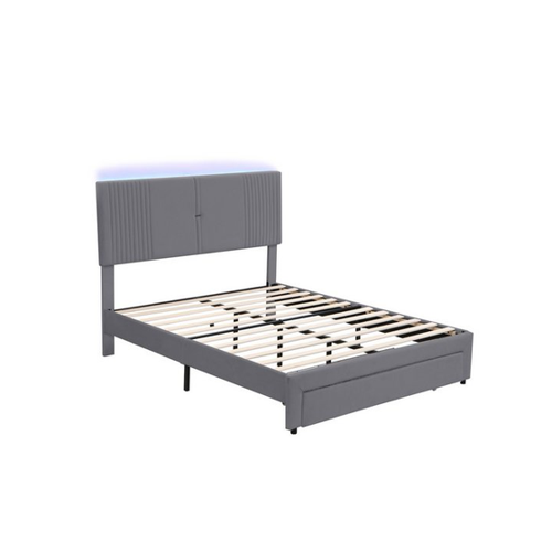 Bild von Odikalo Polsterbett Doppelbett 140/160 cm mit Lichtleiste und USB-Buchse