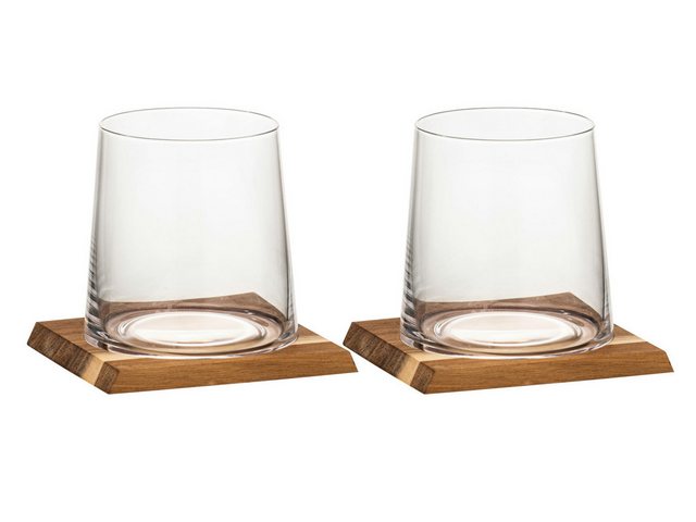 Bild von Ladelle Gläser-Set HARVEY Whiskeyglas & Untersetzer-Set 2-er Pack, Crystal/Acacia