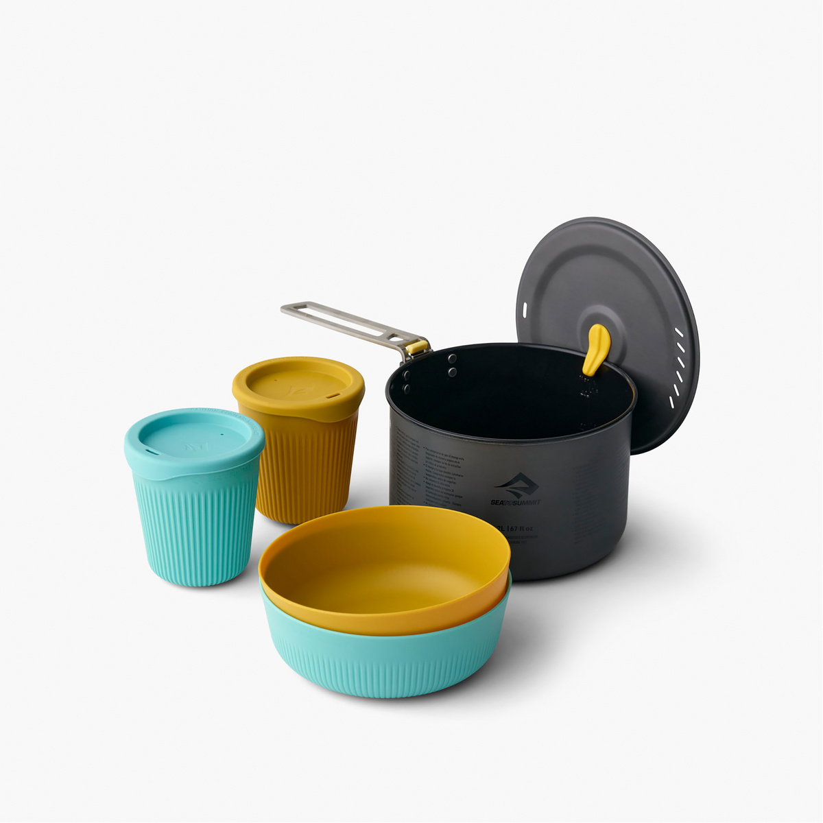 Bild von Sea to Summit Frontier UL One Pot Cook Set - 2L Pot + 2 Medium Bowls + 2 Cups blue-yellow
