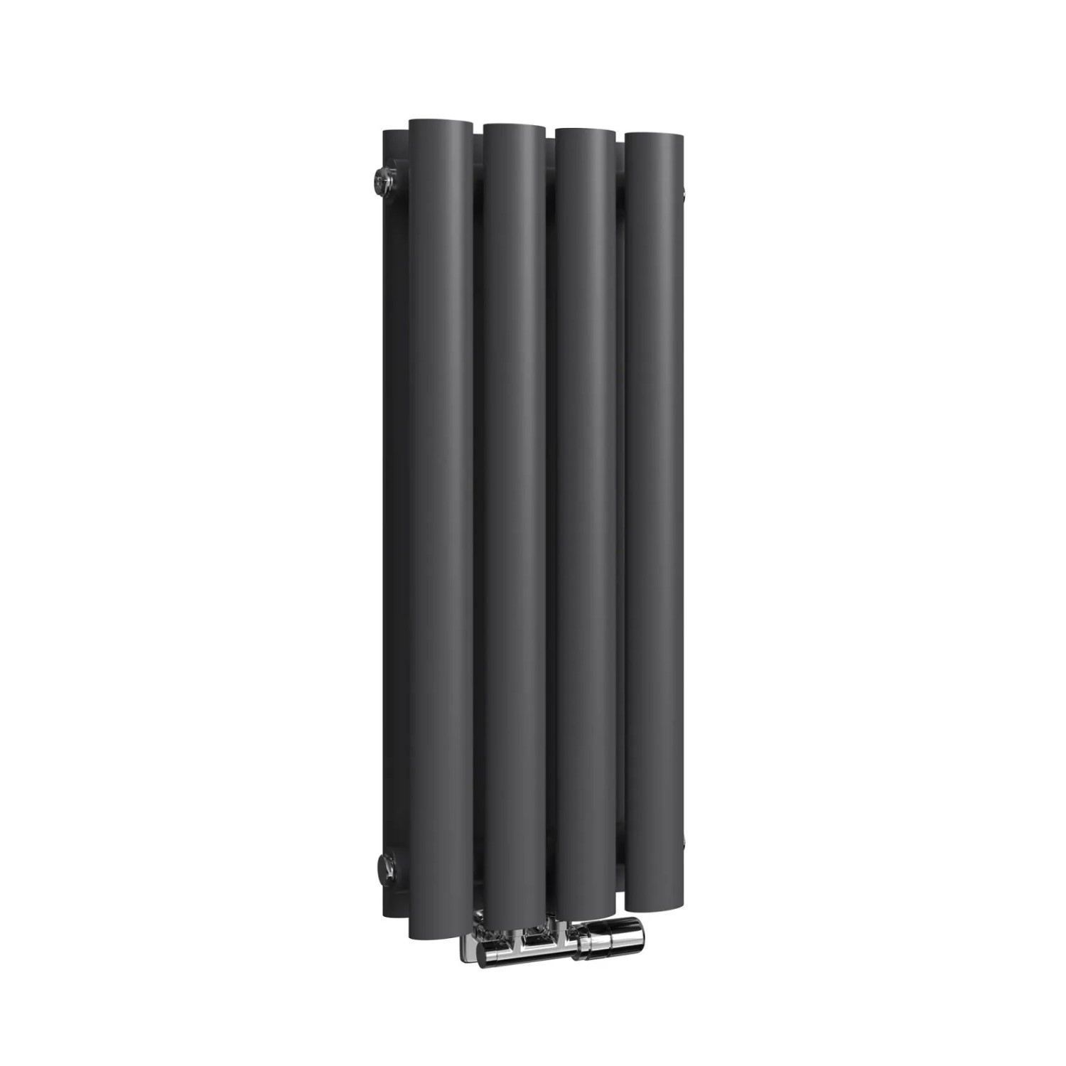 Bild von Emke Heizkörper Oval Röhrenheizkörper für Warmwasserbetrieb 24x60cm 248W Schwarz Doppellagig Paneelheizkörper
