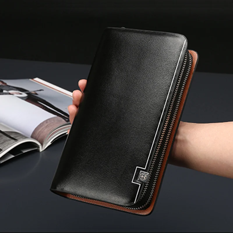 Bild von Klassische Herren-Clutch-Tasche, große Kapazität, Doppel-Reißverschluss-Clutch-Tasche, modische, lässige Multi-Card-Position, trendige Business-Herre