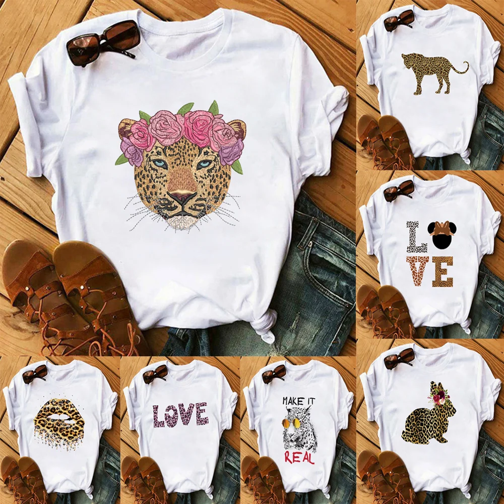 Bild von Damen Leopard Animal Series Sommer Kurzarm T-Shirt