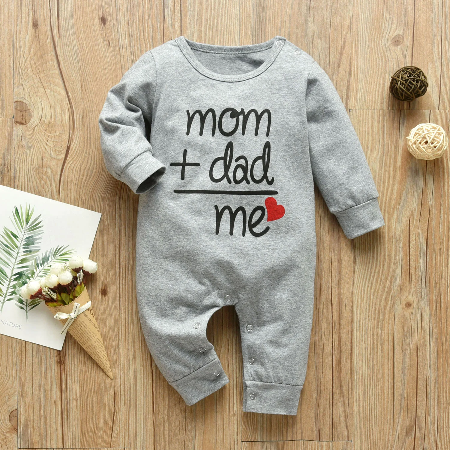 Bild von FrÃ¼hling und Herbst Baby Kleinkind Netter Brief Mama + Papa = ich Langarm Strampler Neugeborene Kleidung