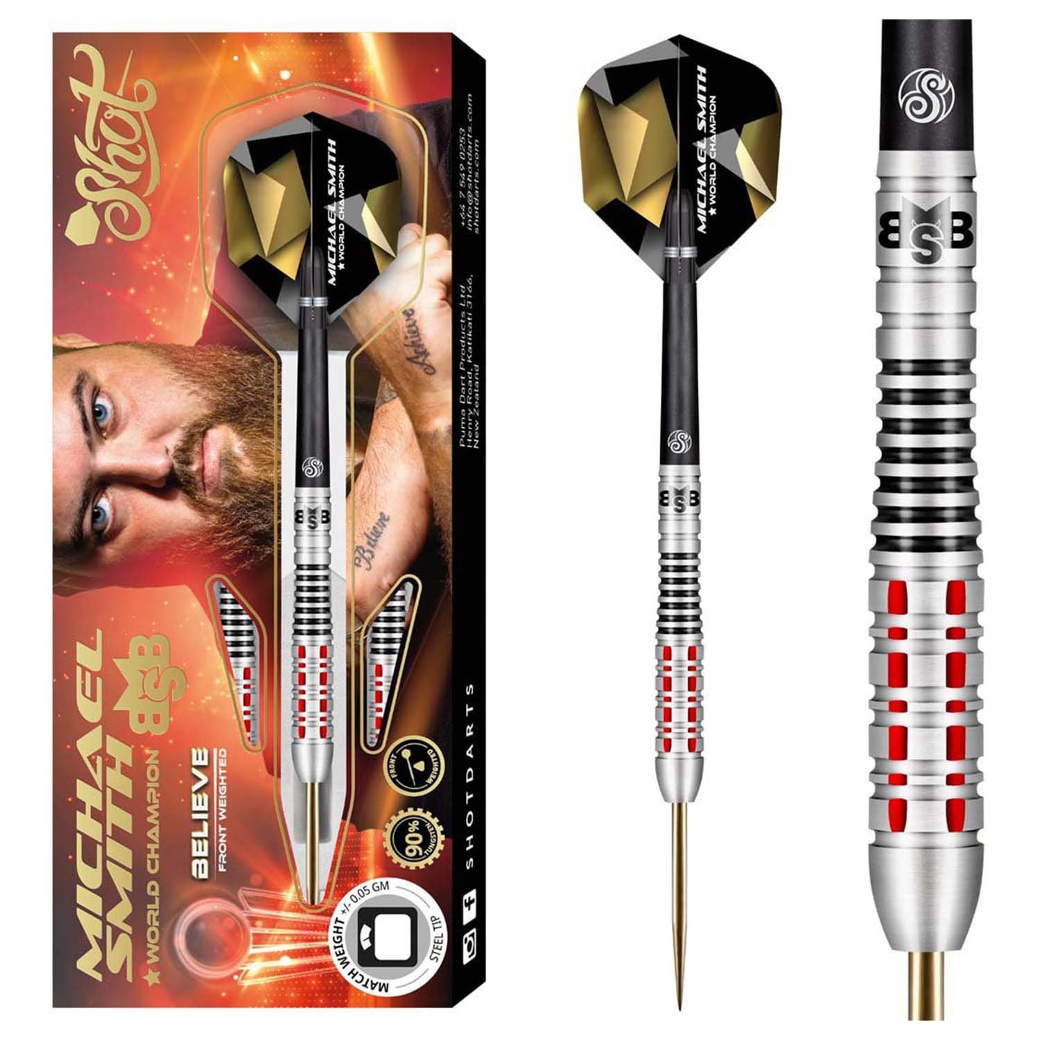 Bild von Shot Michael Smith 90% Achieve Steeldarts 24g