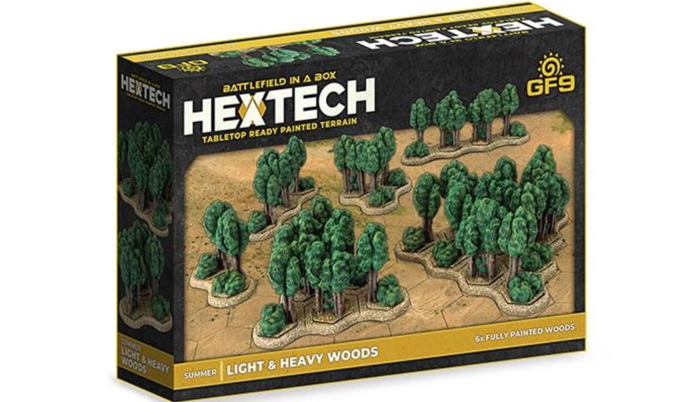 Bild von Battlefield in a Box Hextech Summer Light & Heavy Woods Green Battletech Hex