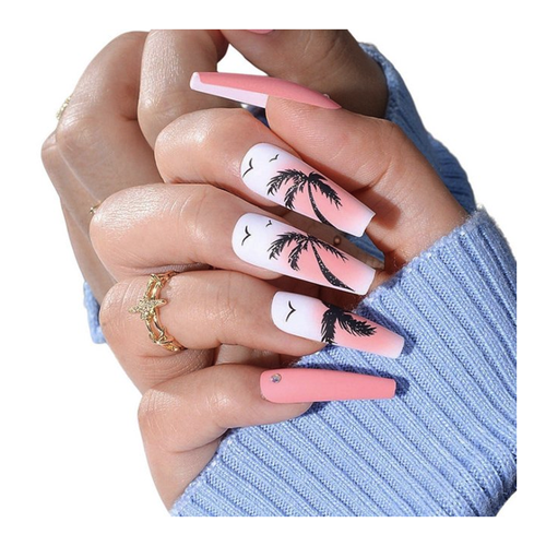 Bild von AUKUU Kunstfingernägel – Nagelflicken in Mattiertem Rosa mit Farbverlauf