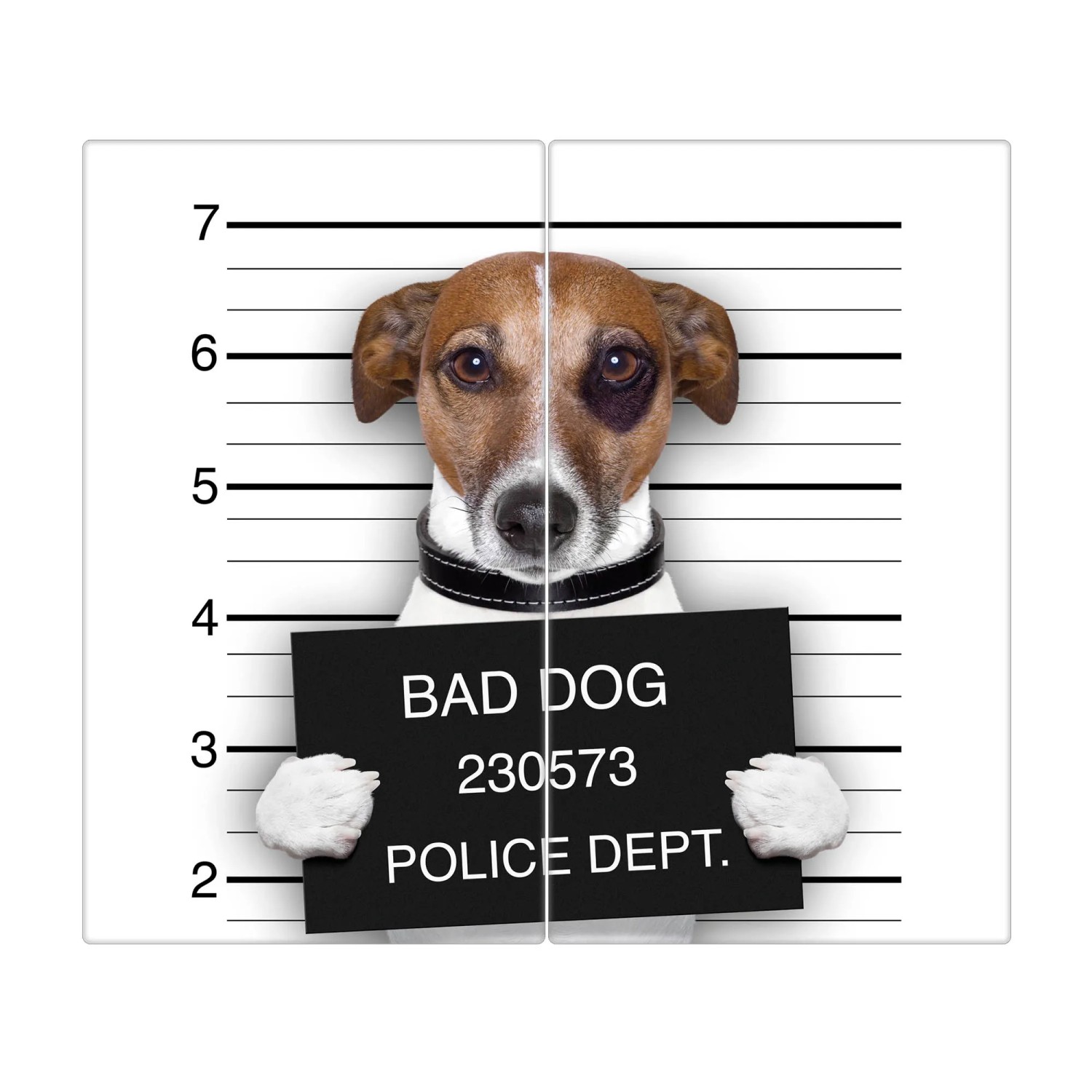 Bild von Banjado Herdabdeckplatte Glas 2 Teilig Je 30x52CM Schneidebrett Herdabdeckung Mit Motiv Bad Dog Jack Russel
