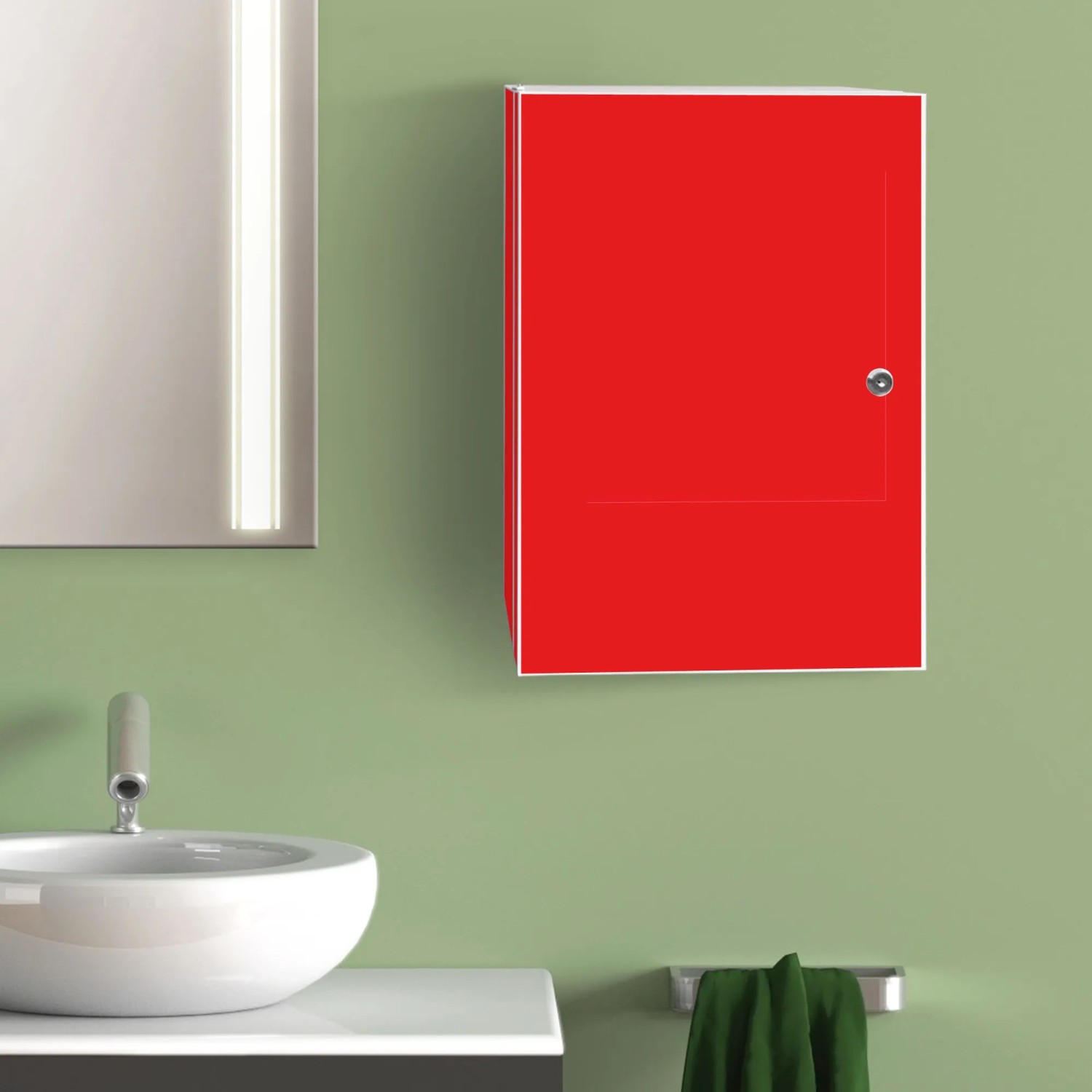 Bild von Banjado XXL Medizinschrank Abschliessbar 35x46x15cm Arzneischrank Weiß Aus Metall Mit Motiv Happy Day