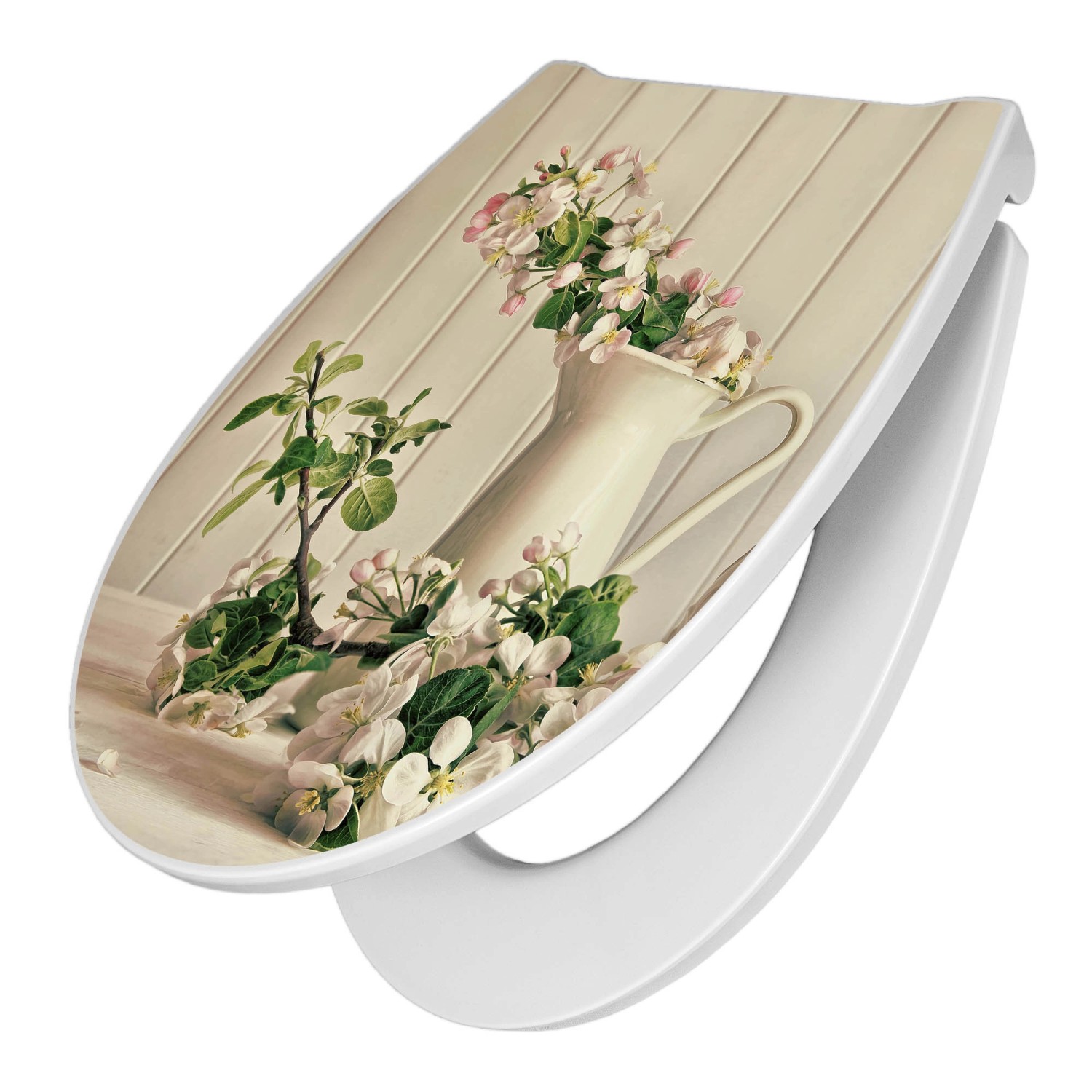 Bild von Banjado Premium Toilettendeckel Mit Absenkautomatik WC-Sitz Soft Close Hygienischer Klodeckel Duroplast Mit Motiv Stillleben Kirschblüten