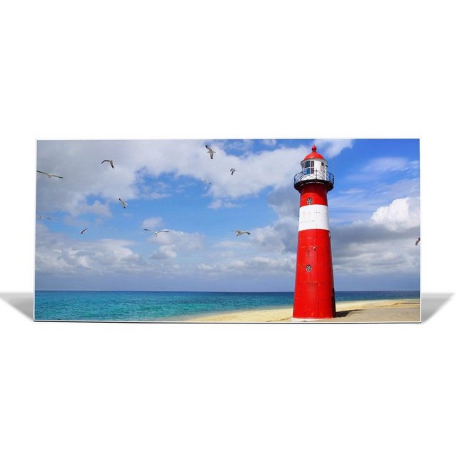 Bild von Banjado Magnettafel 78x37cm Magnetwand  Weiß Aus Metall Magnetpinnwand Pinnwand Inkl. 4 Magnete Motiv Leuchtturm Westkapelle