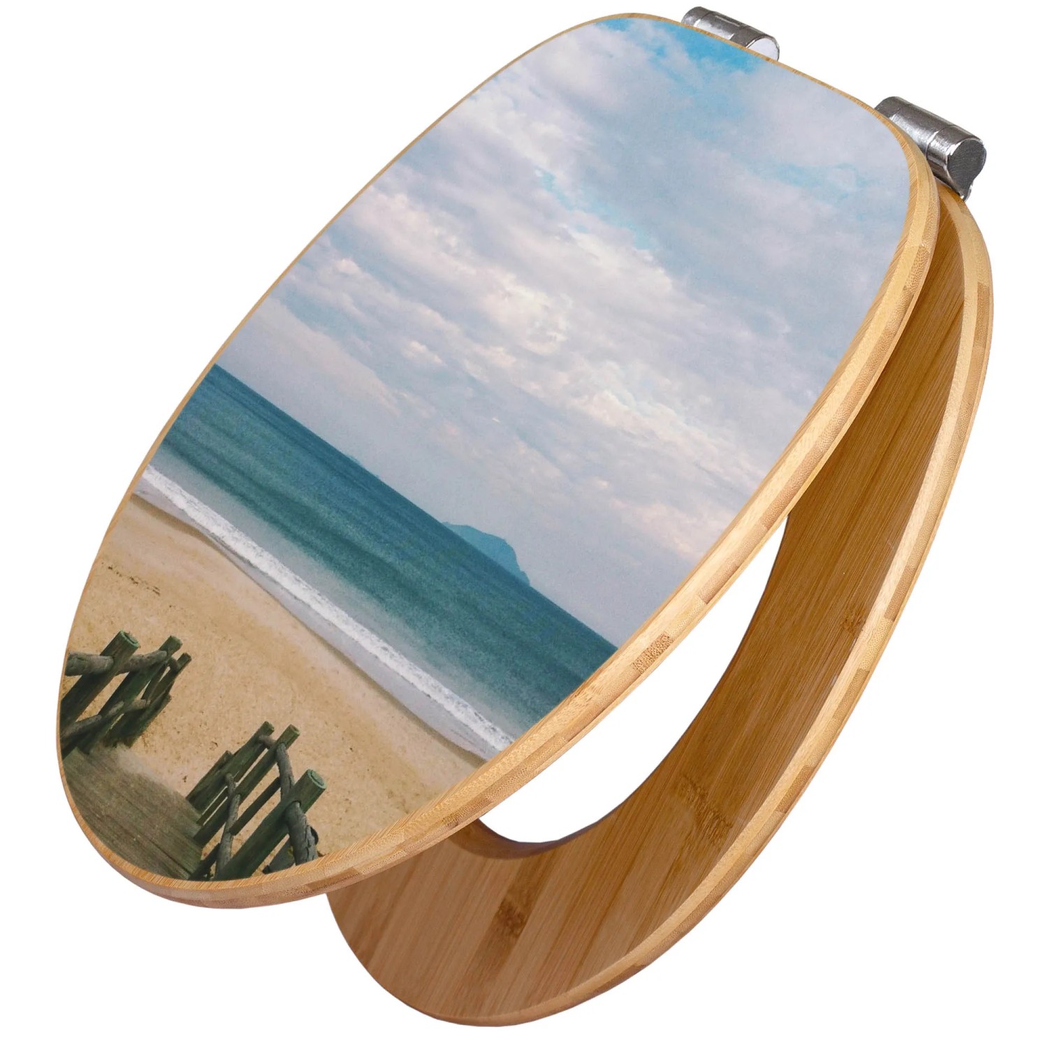 Bild von Banjado Design WC Sitz Bambus Holz Toilettendeckel Mit Absenkautomatik Klodeckel WC-Sitz Soft Close Mit Motiv Zum Strand