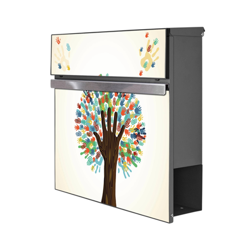 Bild von Banjado Briefkasten Anthrazit 37x37x10.5cm - Motiv We Are The World