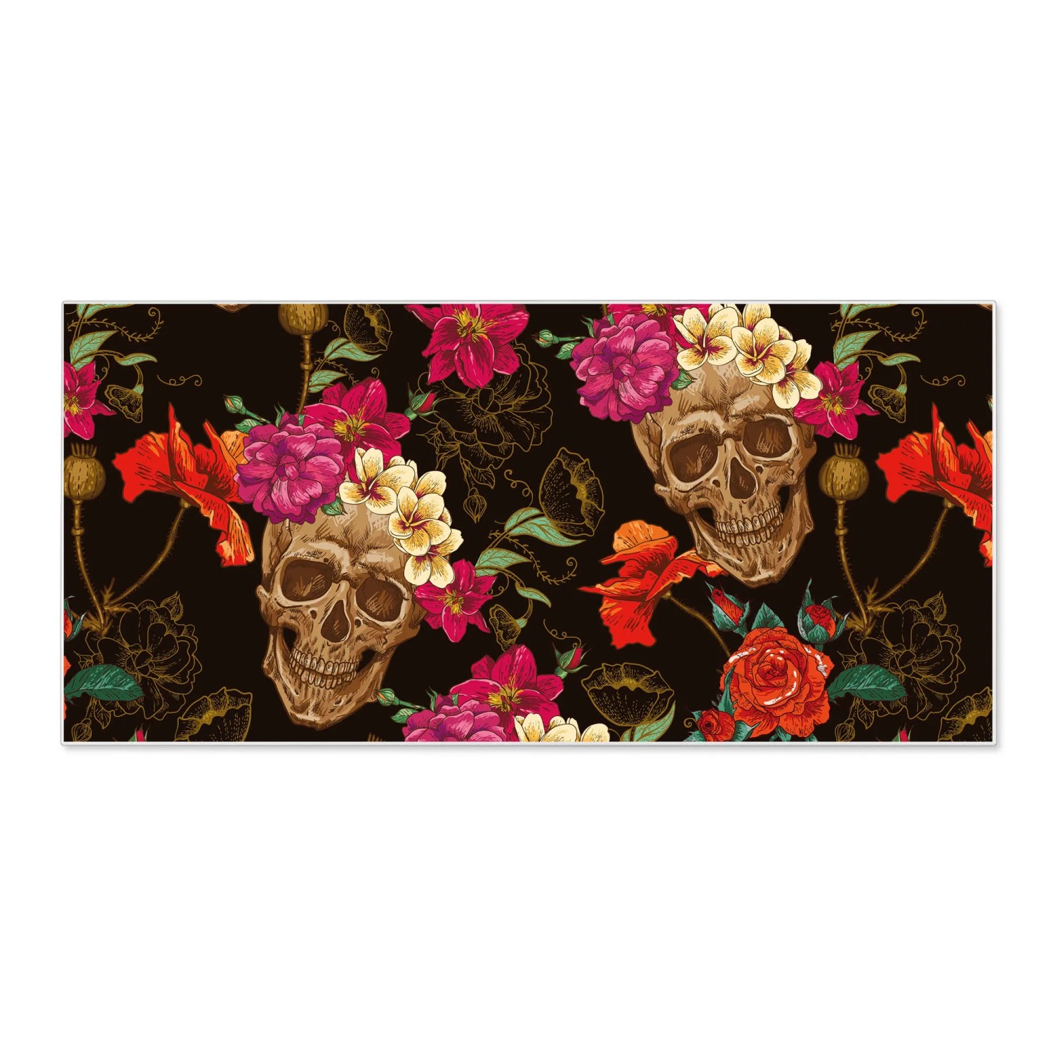 Bild von Banjado Magnettafel 78x37cm Magnetwand  Weiß Aus Metall Magnetpinnwand Pinnwand Inkl. 4 Magnete Motiv Los Dias De Muertos
