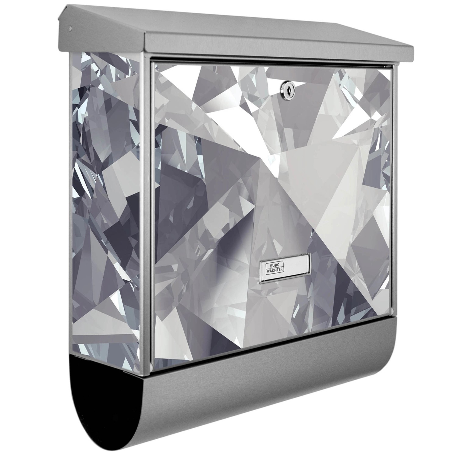 Bild von Banjado Briefkasten Edelstahl 38x39x12cm Mit Zeitungsfach Inkl. Montagematerial Motiv Facetten Monochrome