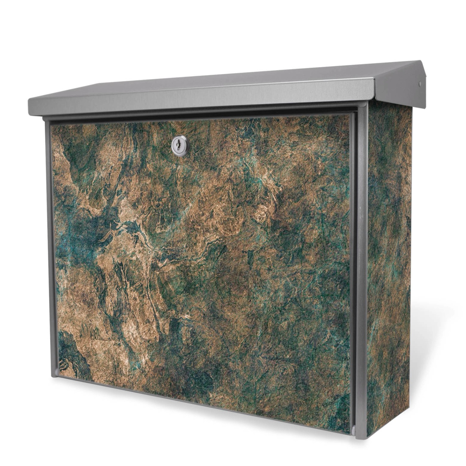Bild von Banjado Briefkasten Edelstahl 38.5x31.5x12cm Ohne Zeitungsfach Inkl. Montagematerial Motiv Kupfer Patina