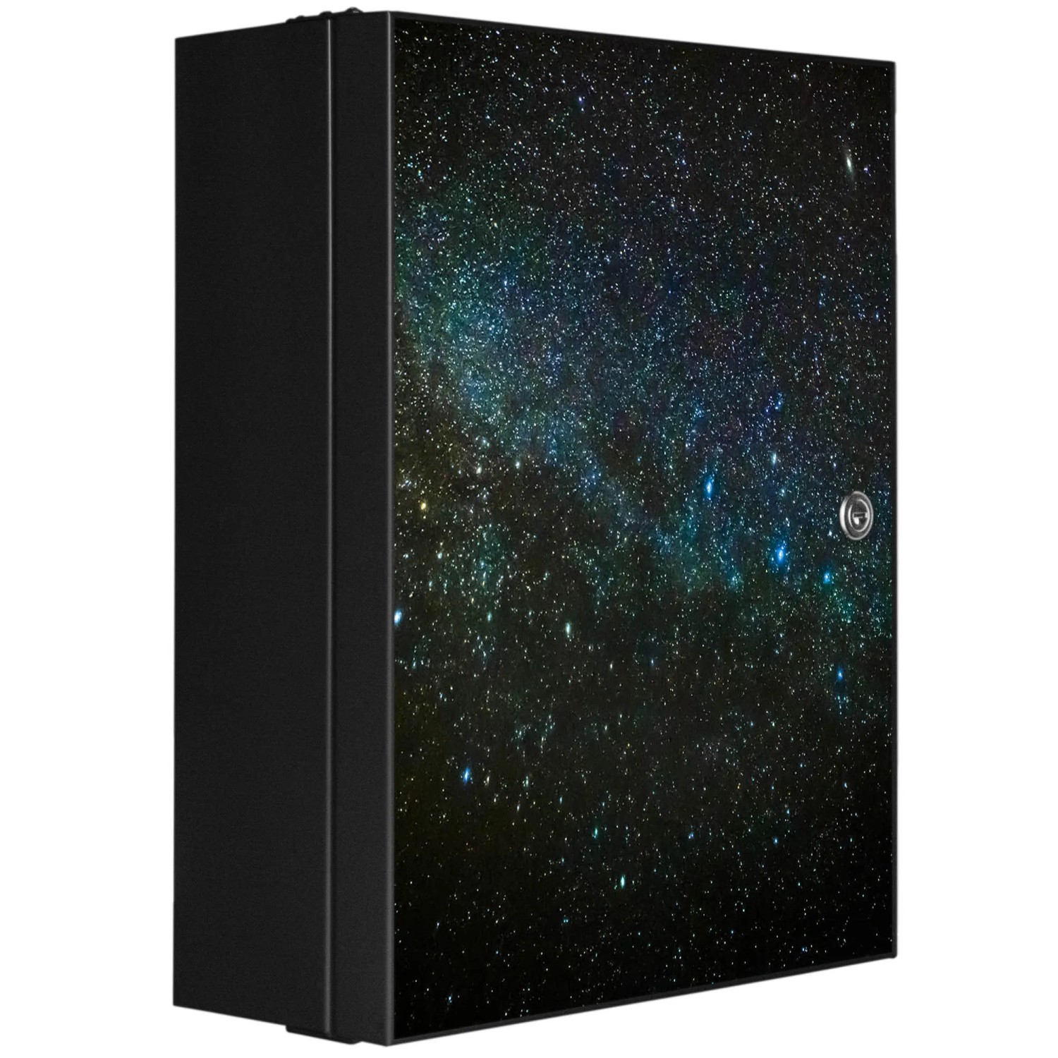 Bild von Banjado XXL Medizinschrank Abschliessbar 35x46x15cm Arzneischrank Anthrazit Aus Metall Front Mit Motiv Nachthimmel