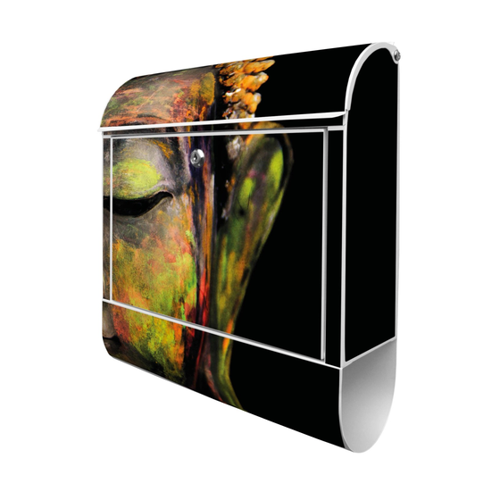 Bild von Banjado Design Briefkasten in Weiß mit Buddha-Motiv